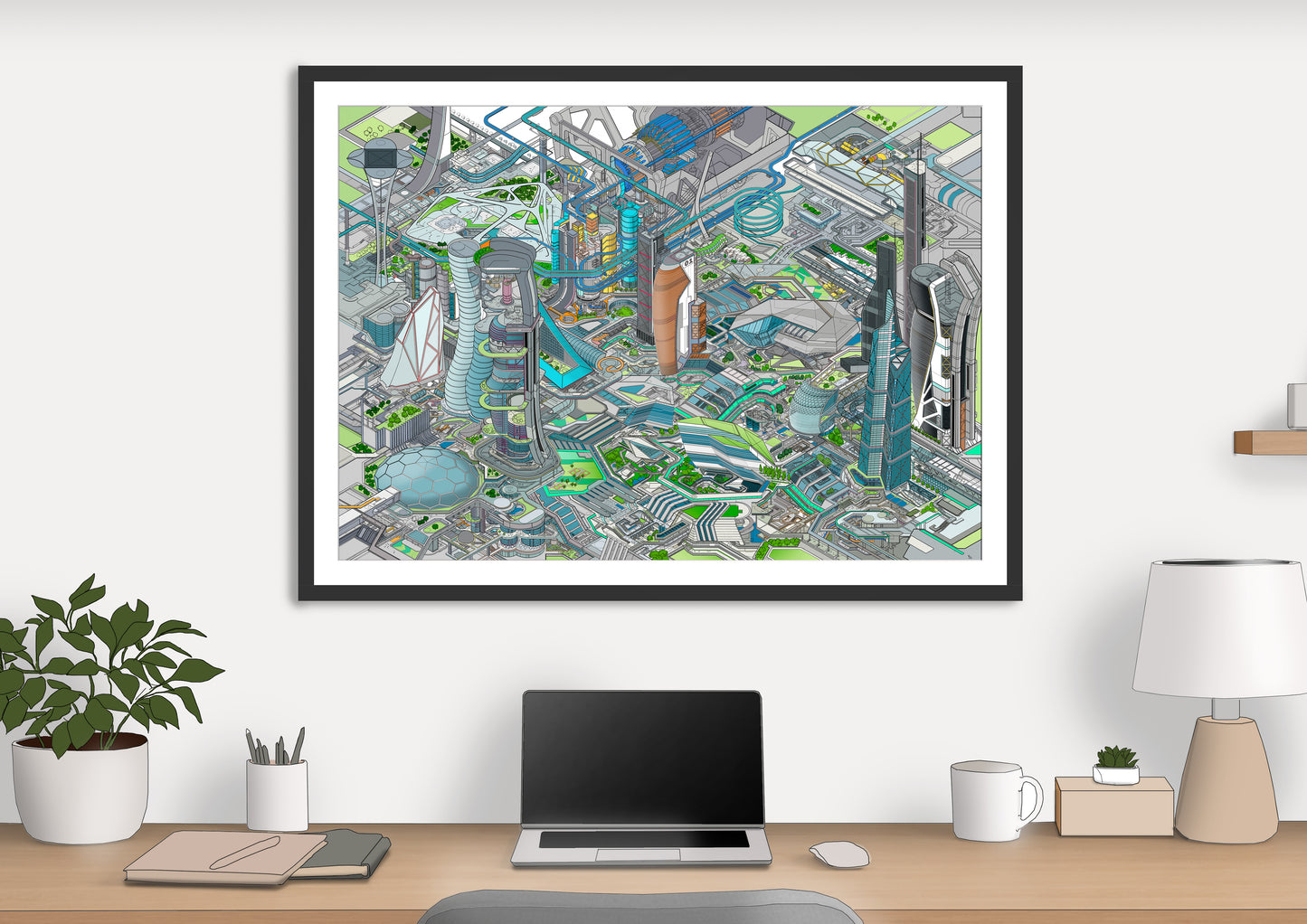 Tomorrowland – Isometric Futuristic Cityscape Art Print