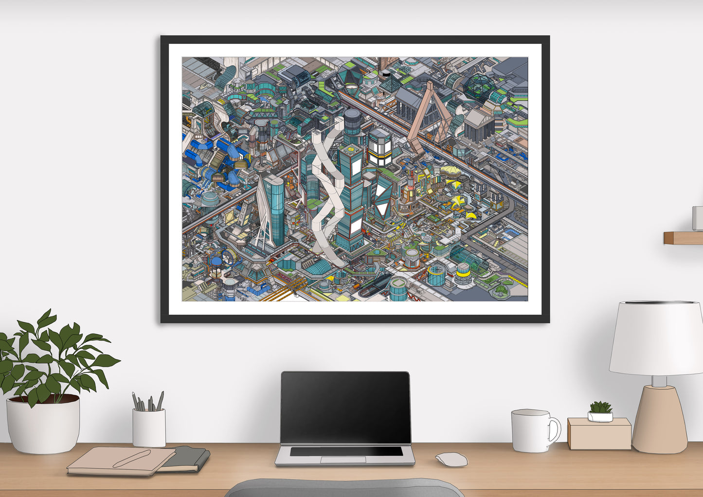Utopia – Isometric Futuristic Cityscape Art Print
