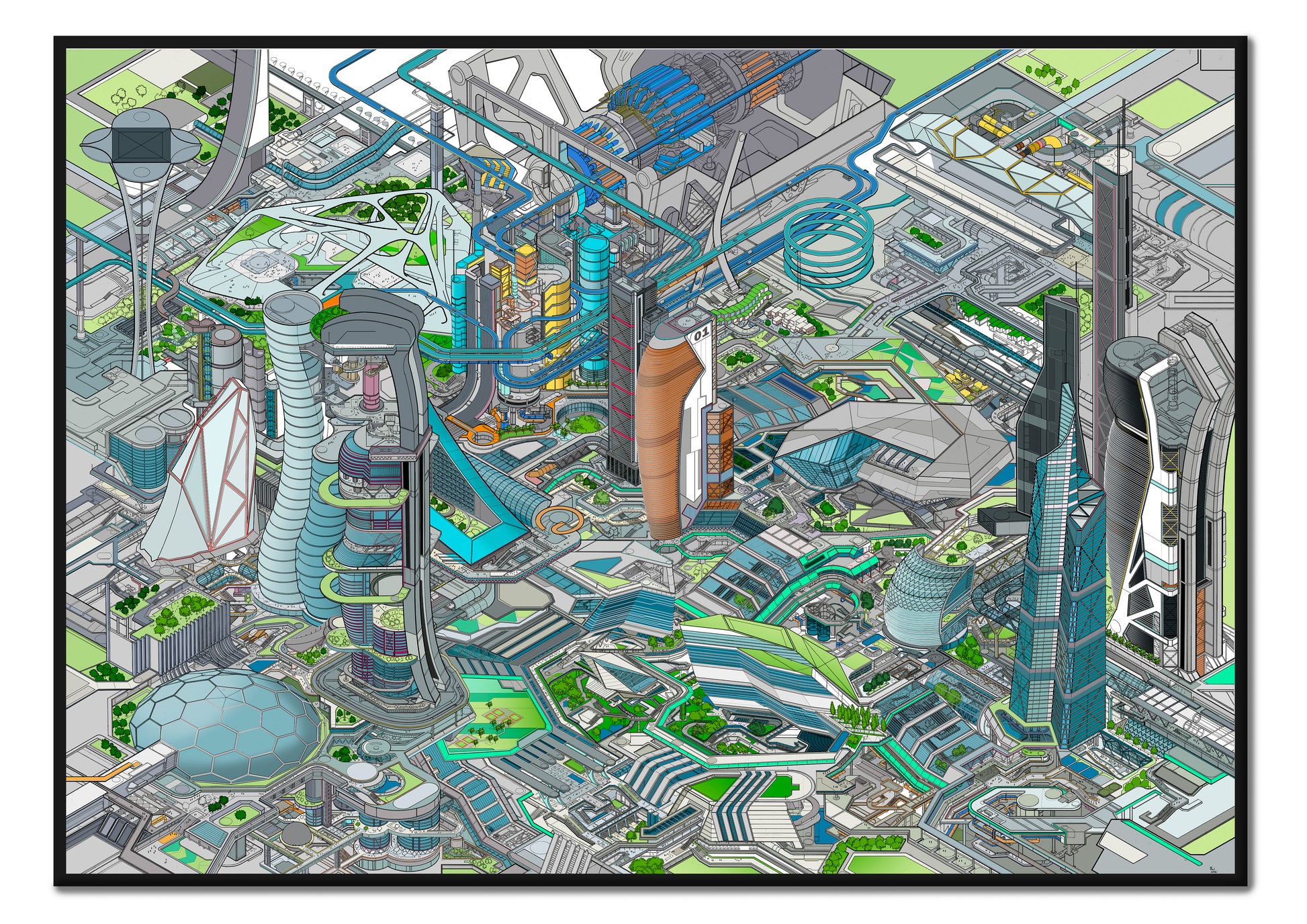 isometric futuristic cityscape art print – Tomorrowland