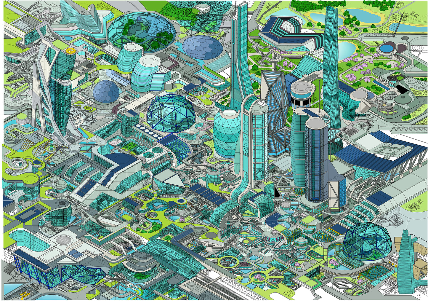isometric-futuristic-cityscape-art-print-metropolis-colour