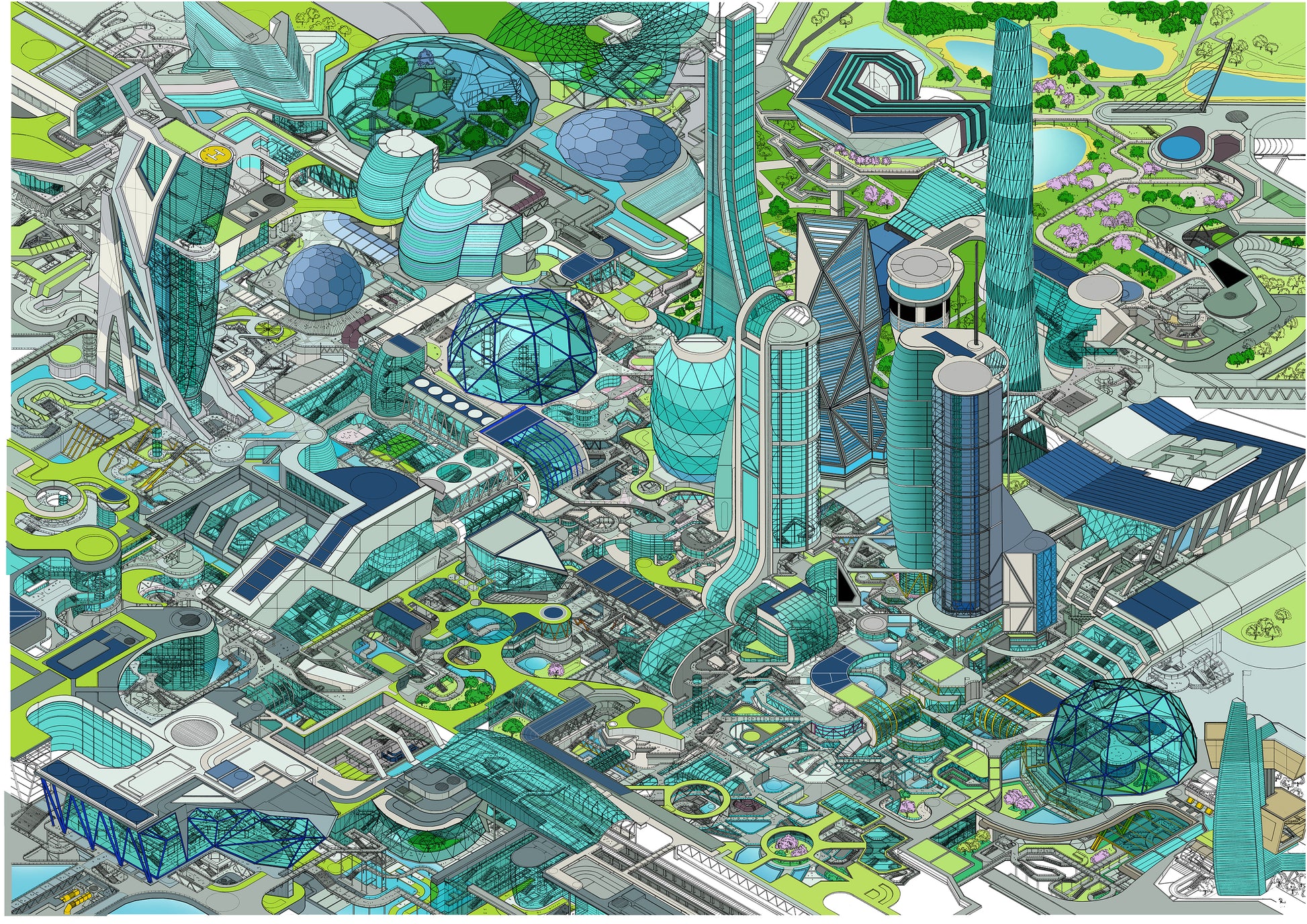 isometric-futuristic-cityscape-art-print-metropolis-colour